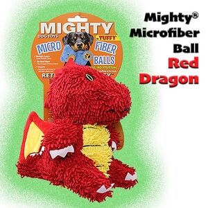 Mighty Toys Microfiber Ball Dragon Durable Squeaky Dog Toy Plus Dog Scoop Bags